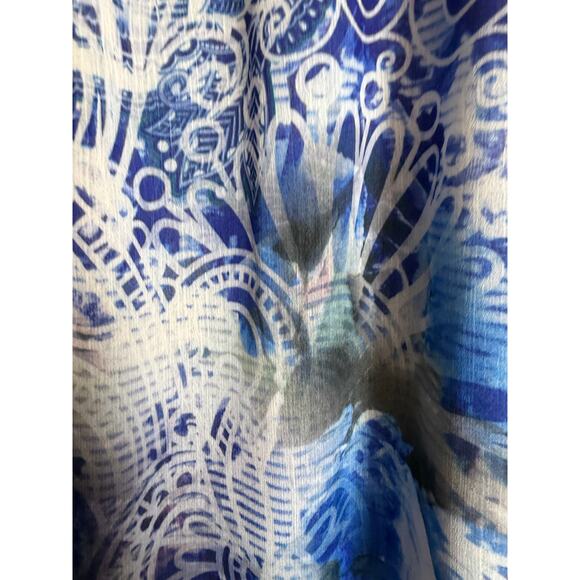 Style & Co Women Top Blouse Size Large Short Sleeve V-Neck Blue White Floral New - Picture 6 of 10